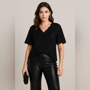 Vintage Lawrence Kazar Black Beaded Top – Fully Lined – 80s Evening Wear XL